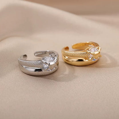 Bague cœur réglable en zircon