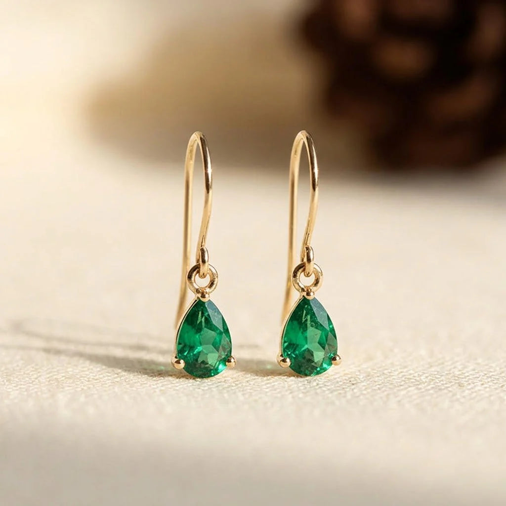 Boucles Émeraude Dorées