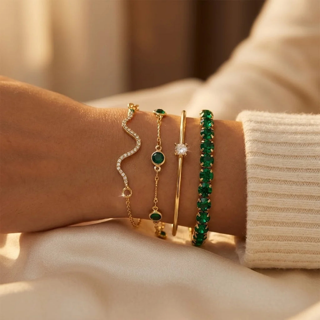 Bracelets Émeraude Dorés