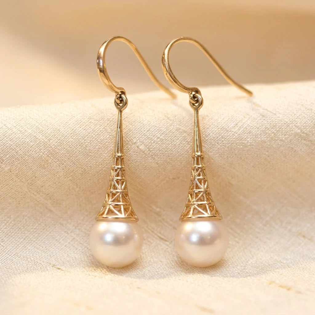 Boucles Perles Filigrane Dorées