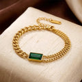 Bracelet Chaîne Émeraude Doré