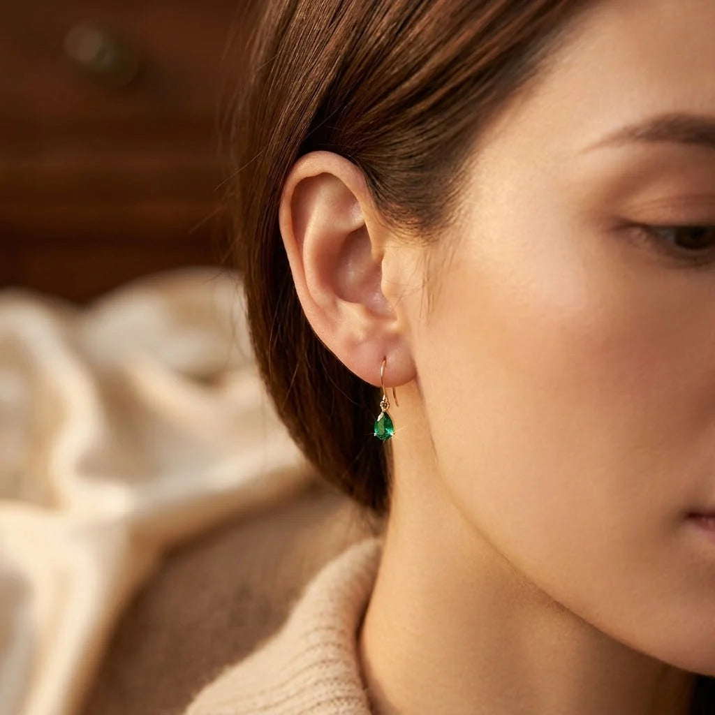 Boucles Émeraude Dorées
