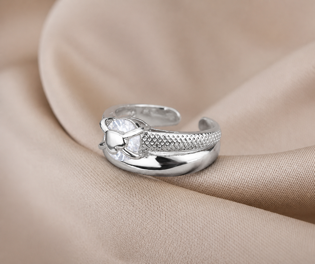 Bague cœur réglable en zircon