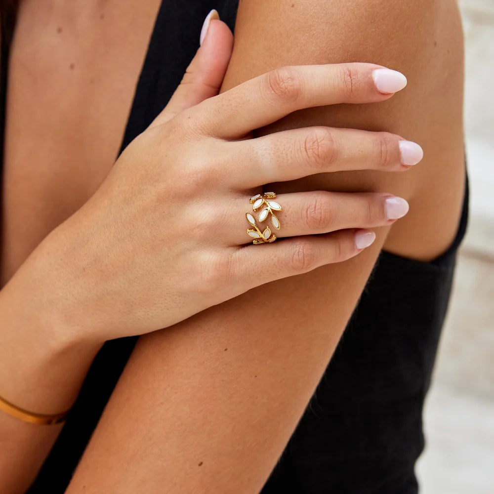 Bague Feuille Dorée
