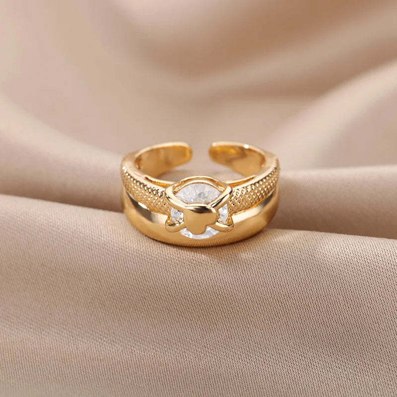 Bague cœur réglable en zircon