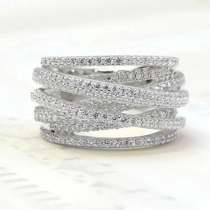 Bague Croisée Multi-couches de Luxe
