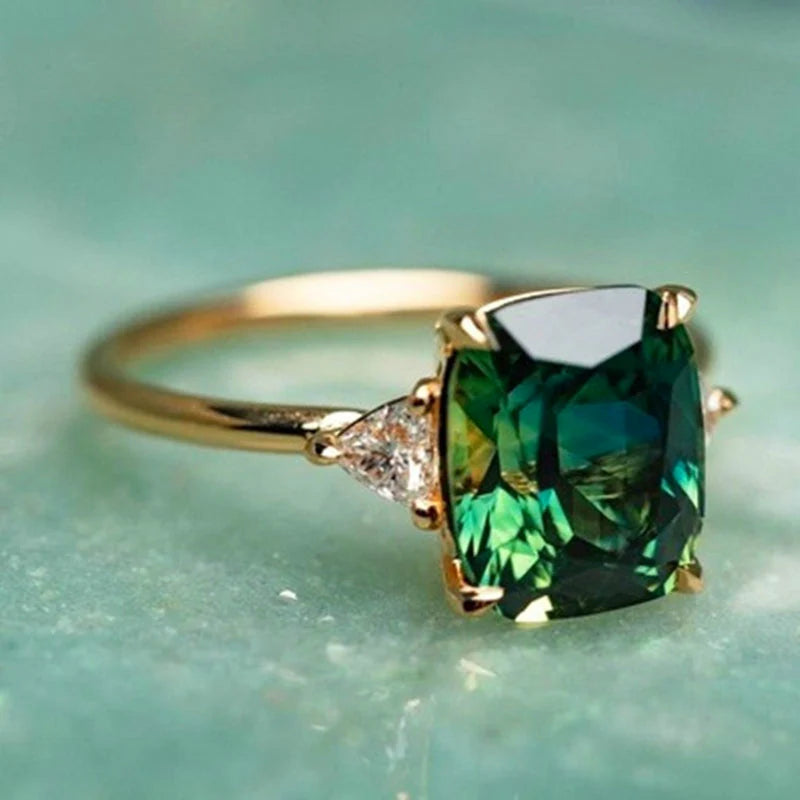 Bague zircon vert or