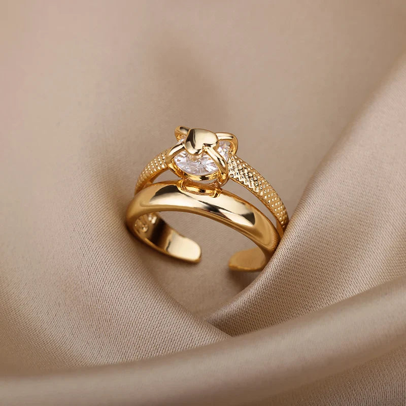 Bague cœur réglable en zircon
