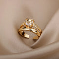 Bague cœur réglable en zircon