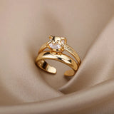 Bague cœur réglable en zircon