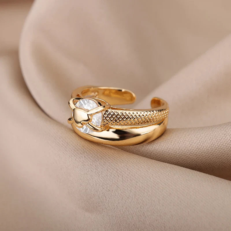 Bague cœur réglable en zircon