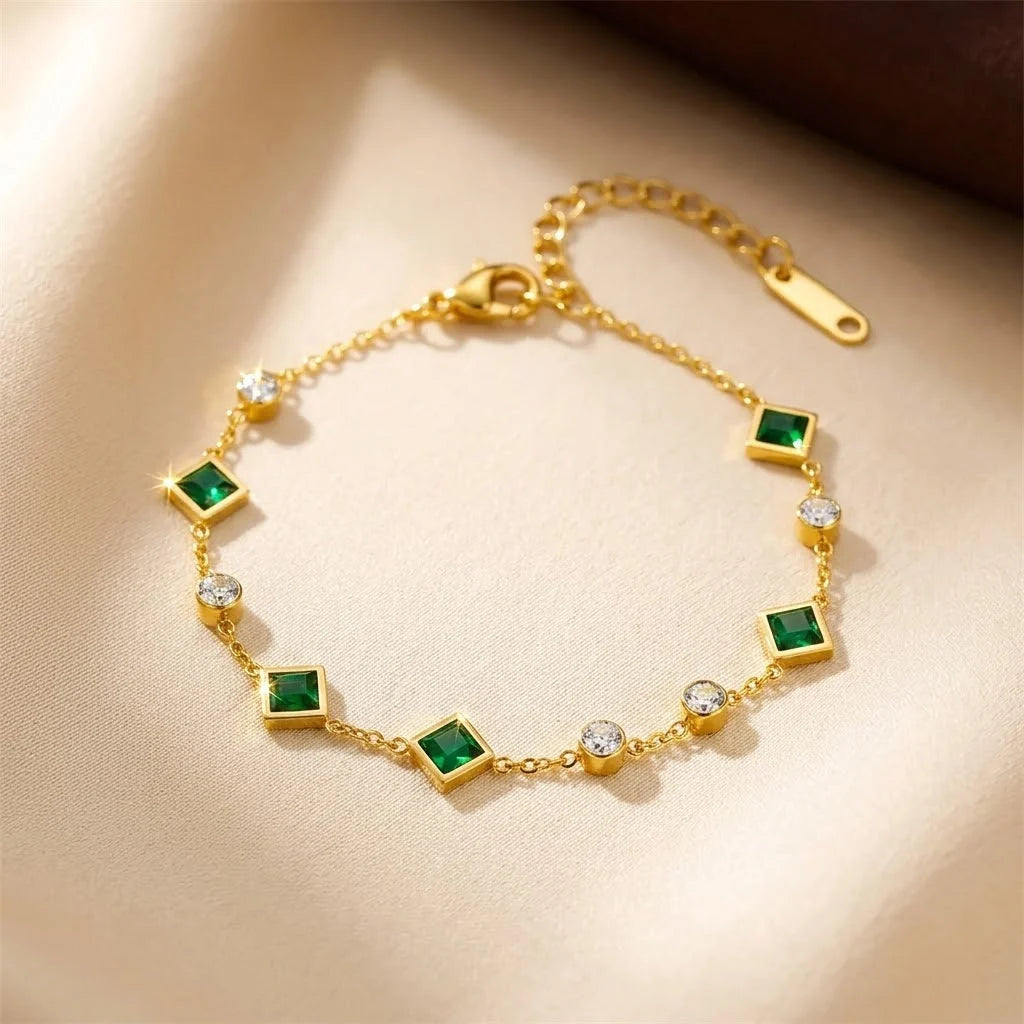 Bracelet Émeraude Doré