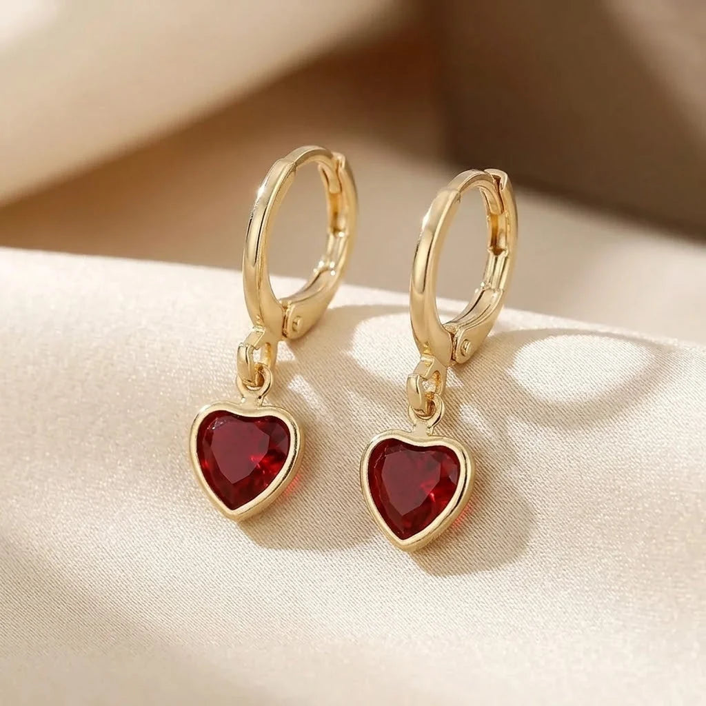 Boucles Cœur Rubis Dorées