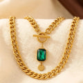 Collier Chaîne Émeraude Doré