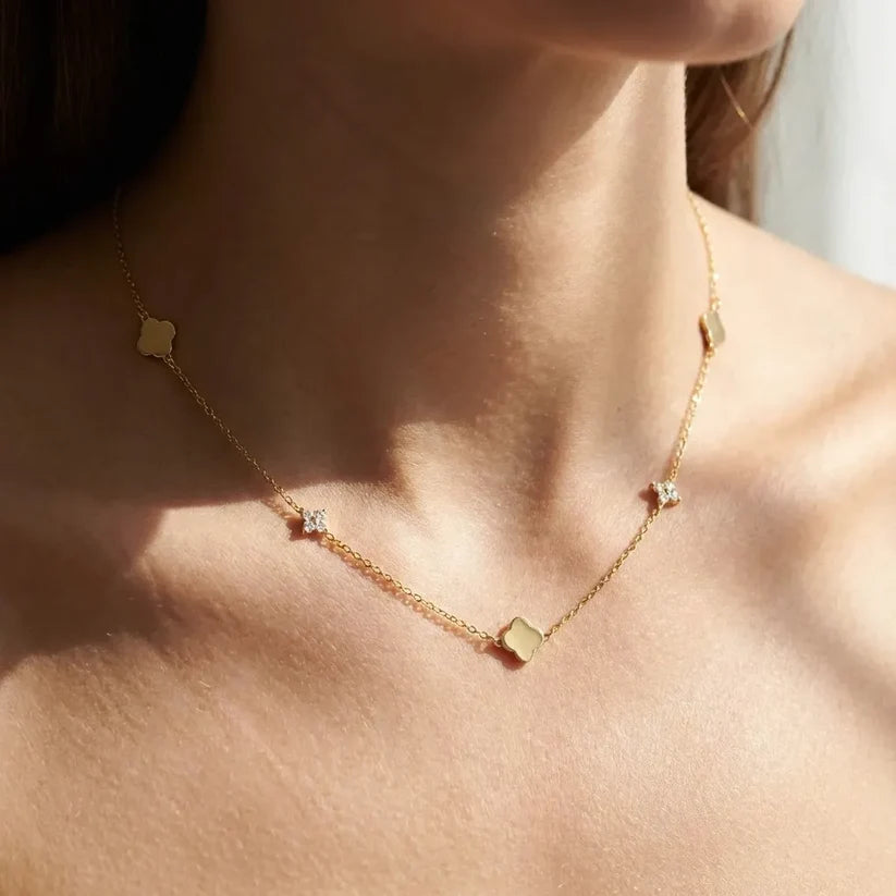 Collier Trèfle & Cristaux