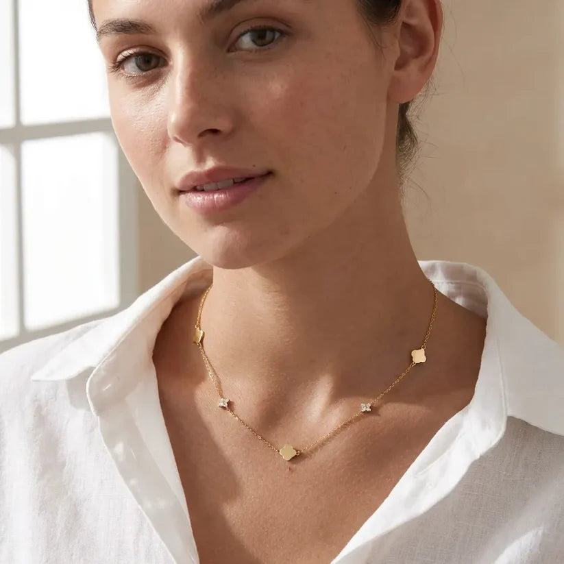 Collier Trèfle & Cristaux