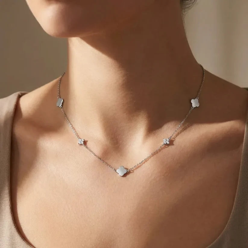 Collier Trèfle & Cristaux